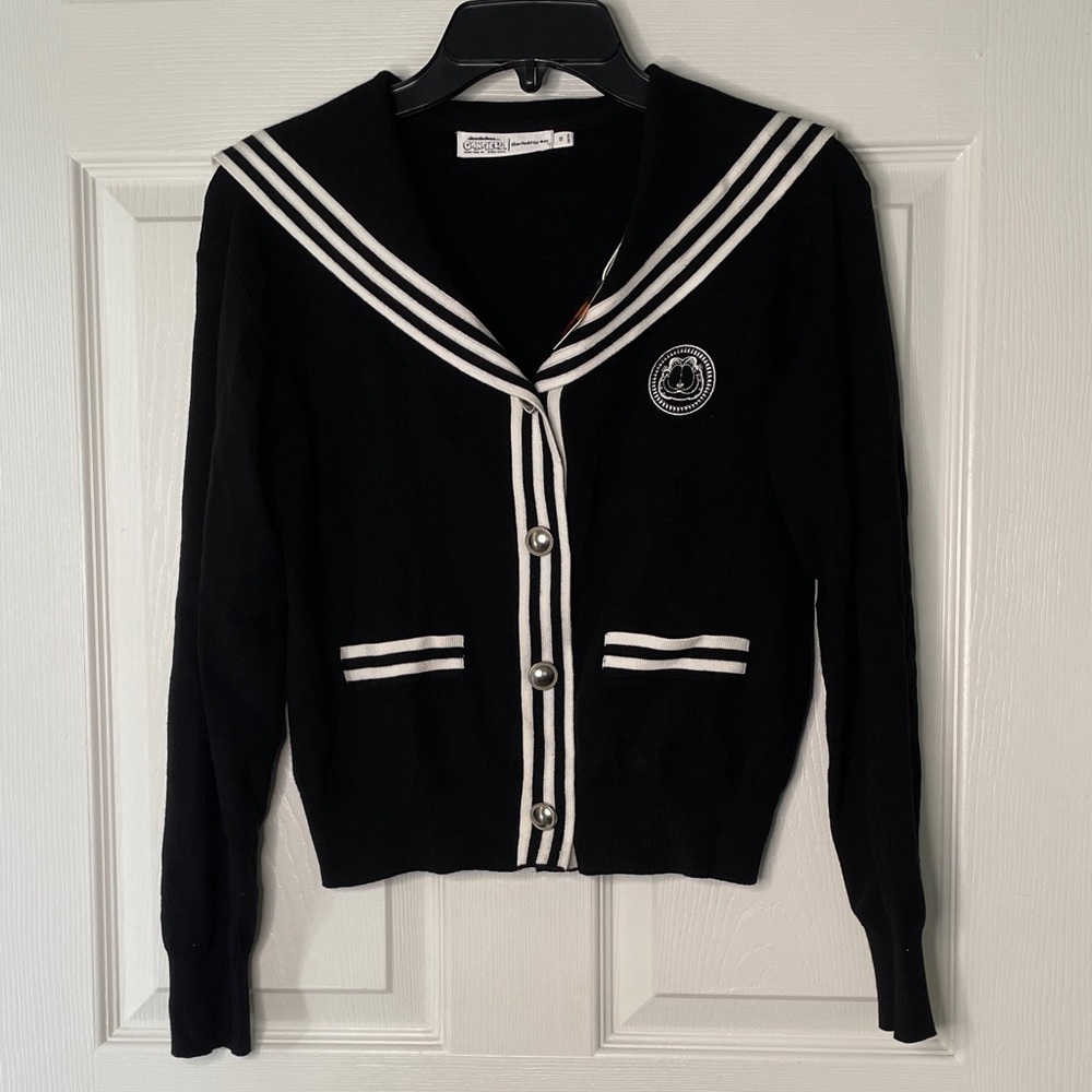 NWT Nickelodeon Garfield Sailor Collar Button Down Cardigan by Fun